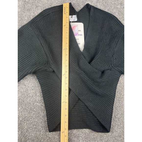 Chicwish Black Ribbed Knit Wrap Sweater Top For Women Size M 100% Acrylic NEW - Picture 7 of 11